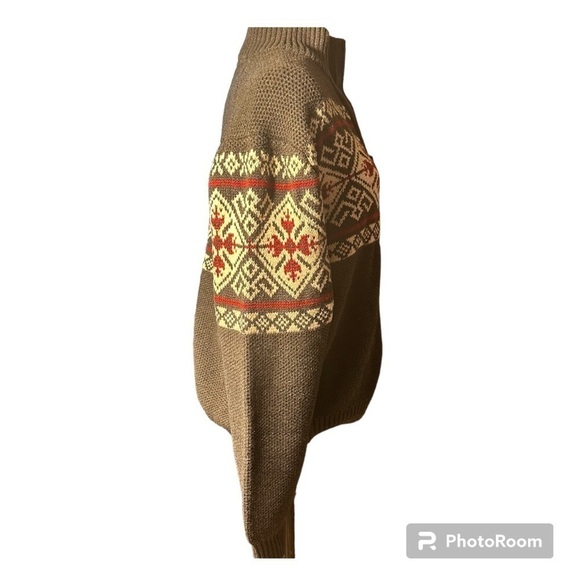 IZOD Heavy Warm 1/4 Zip Sweater Gray Red Cream 2XL - Picture 5 of 7